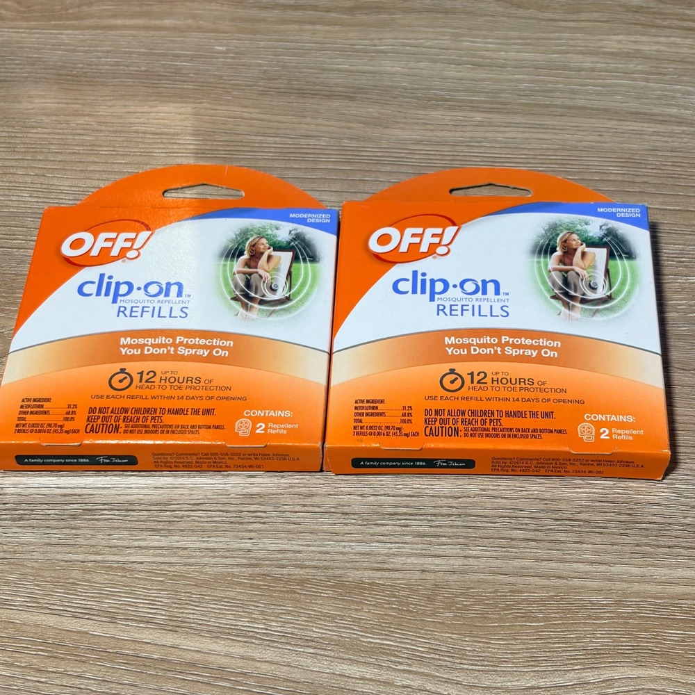 Lot of 2 OFF! Clip-On Mosquito Repellent 2pk 4 Refills Total ALL Clip On Models